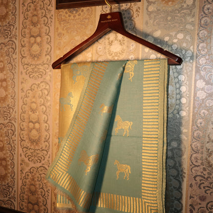LIQUID GOLD POLO-HORSE STOLE: TURQUOISE