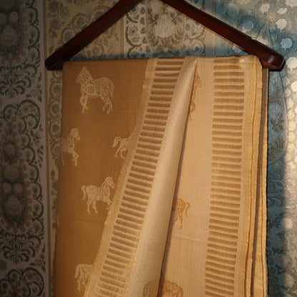 LIQUID GOLD POLO-HORSE STOLE: BISCUIT