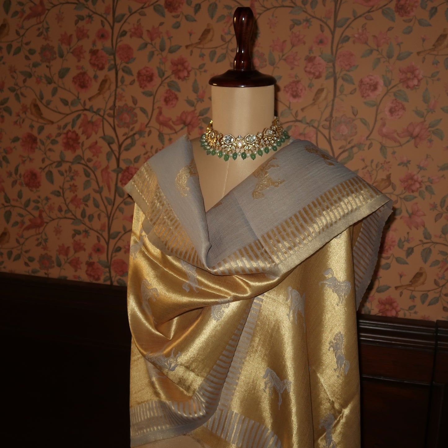 LIQUID GOLD POLO-HORSE STOLE: PASTEL BLUE
