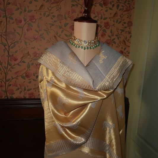 LIQUID GOLD POLO-HORSE STOLE: PASTEL BLUE