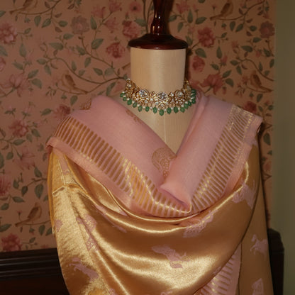 LIQUID GOLD POLO-HORSE STOLE: BABY PINK