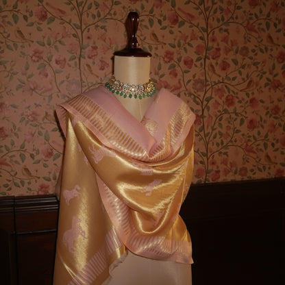 LIQUID GOLD POLO-HORSE STOLE: BABY PINK