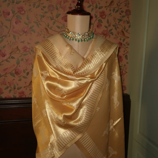 LIQUID GOLD POLO-HORSE STOLE: BISCUIT