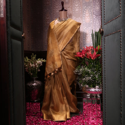 LIQUID GOLD LINEN-TISSUE SAREE