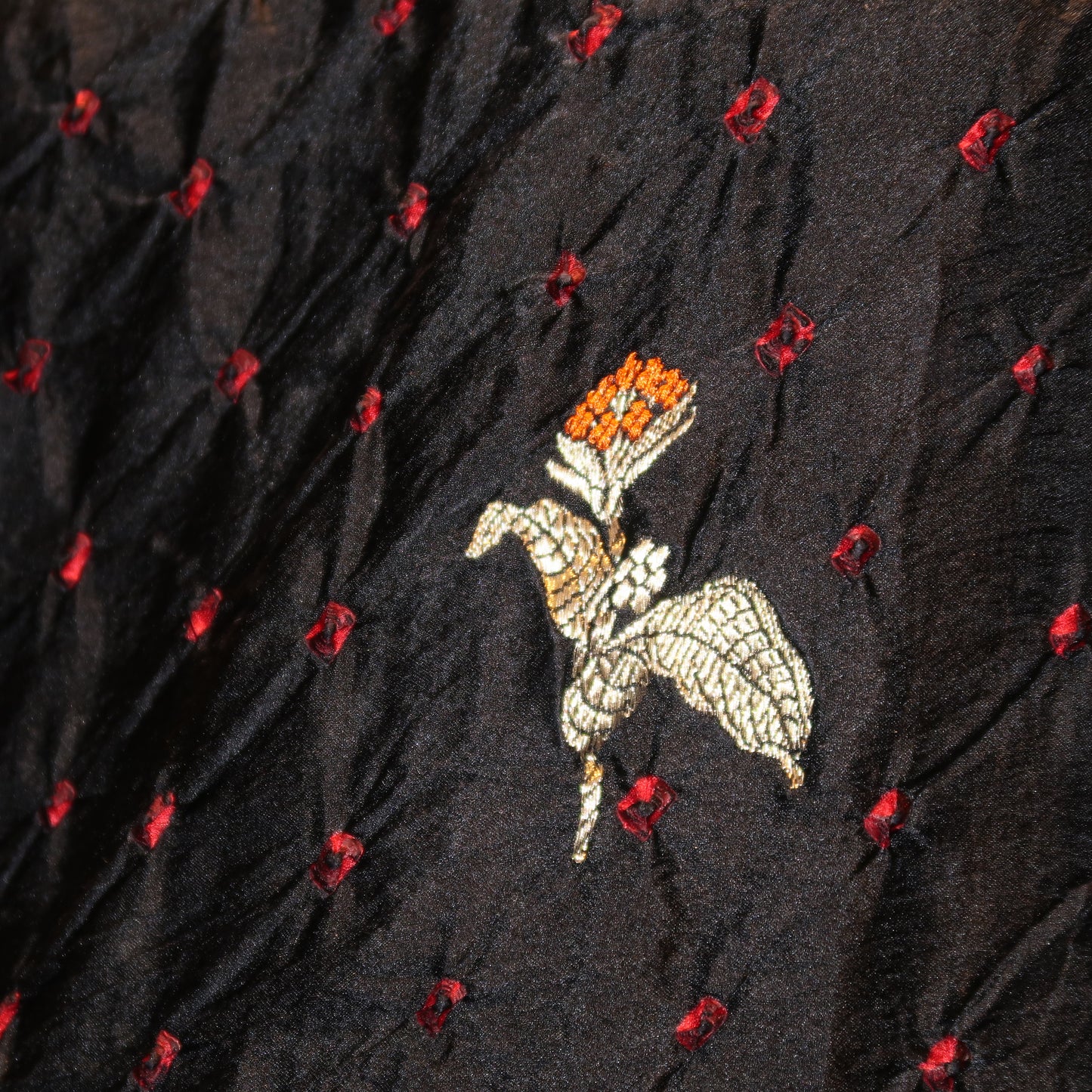 PURE BANDHANI-BANARASI BLACK MUSHROO SILK SAREE