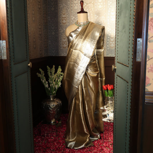 SILVER-GOLD PURE TISSUE SAREE