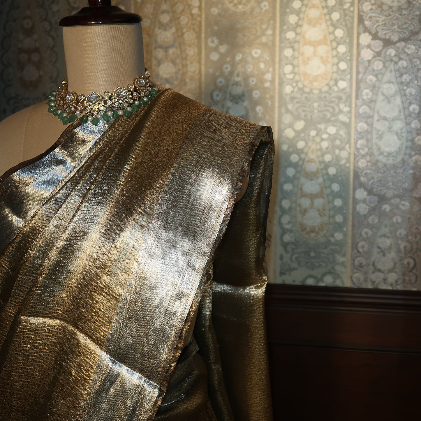 SILVER-GOLD PURE TISSUE SAREE