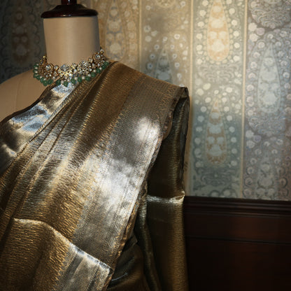SILVER-GOLD PURE TISSUE SAREE