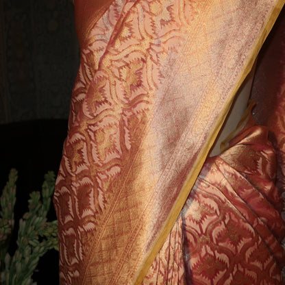 BLUSH-PINK PURE BANARASI TISSUE SAREE