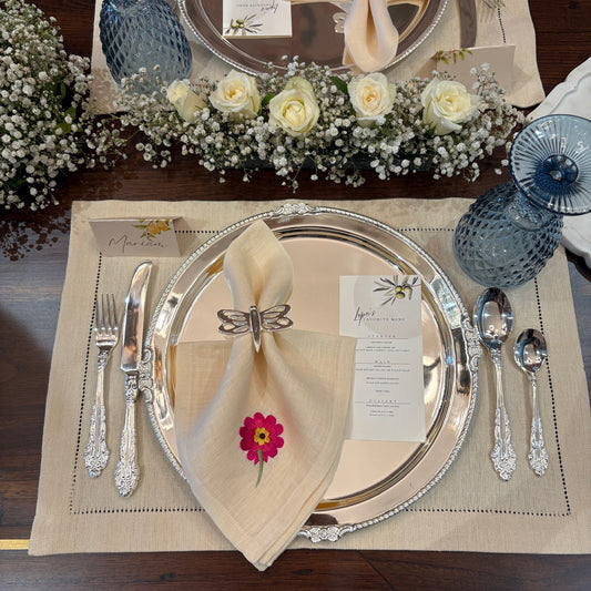 RED FLOWER TABLE MATS (SET OF 6)