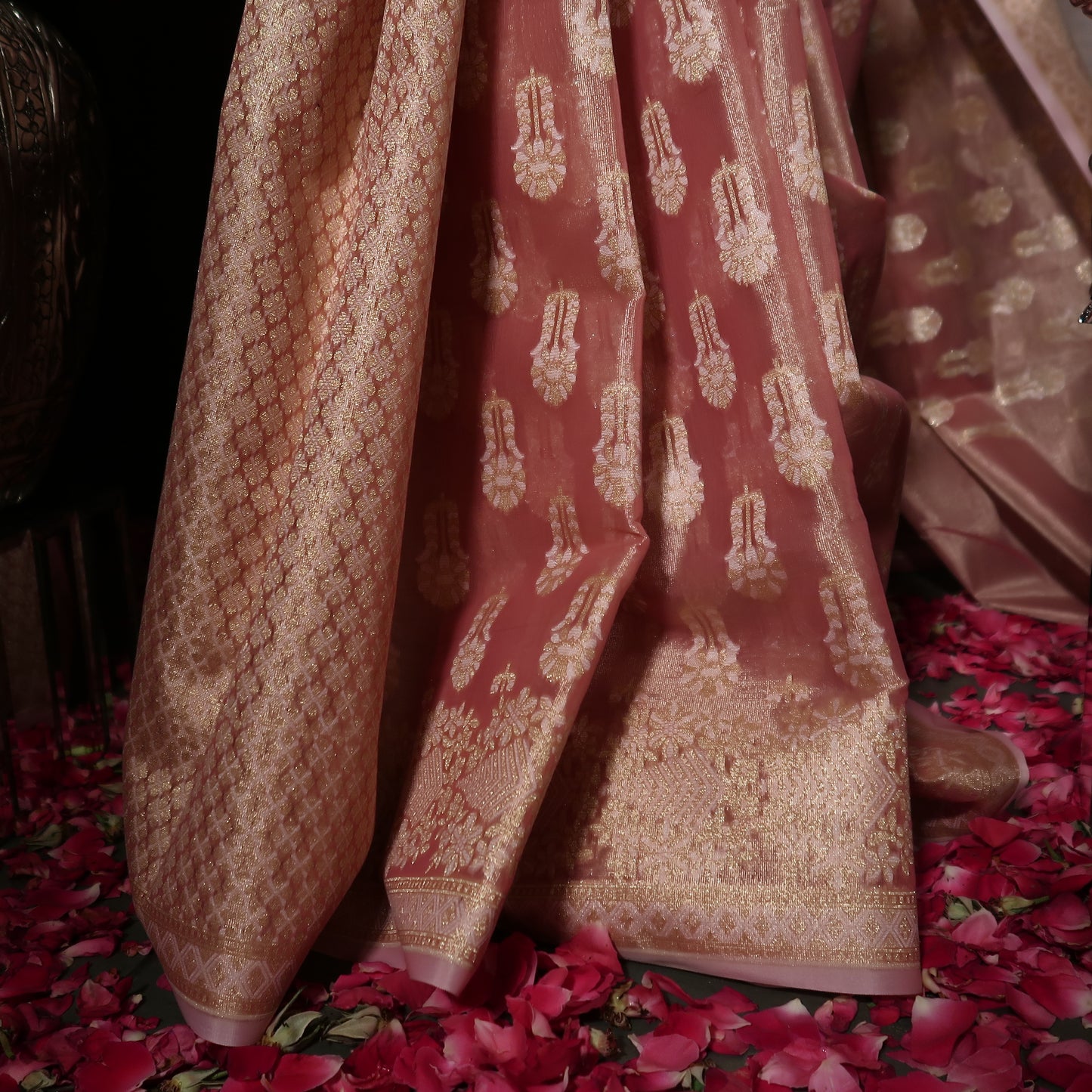 CORAL PINK SOFT TISSUE SAREE