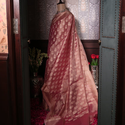 CORAL PINK SOFT TISSUE SAREE