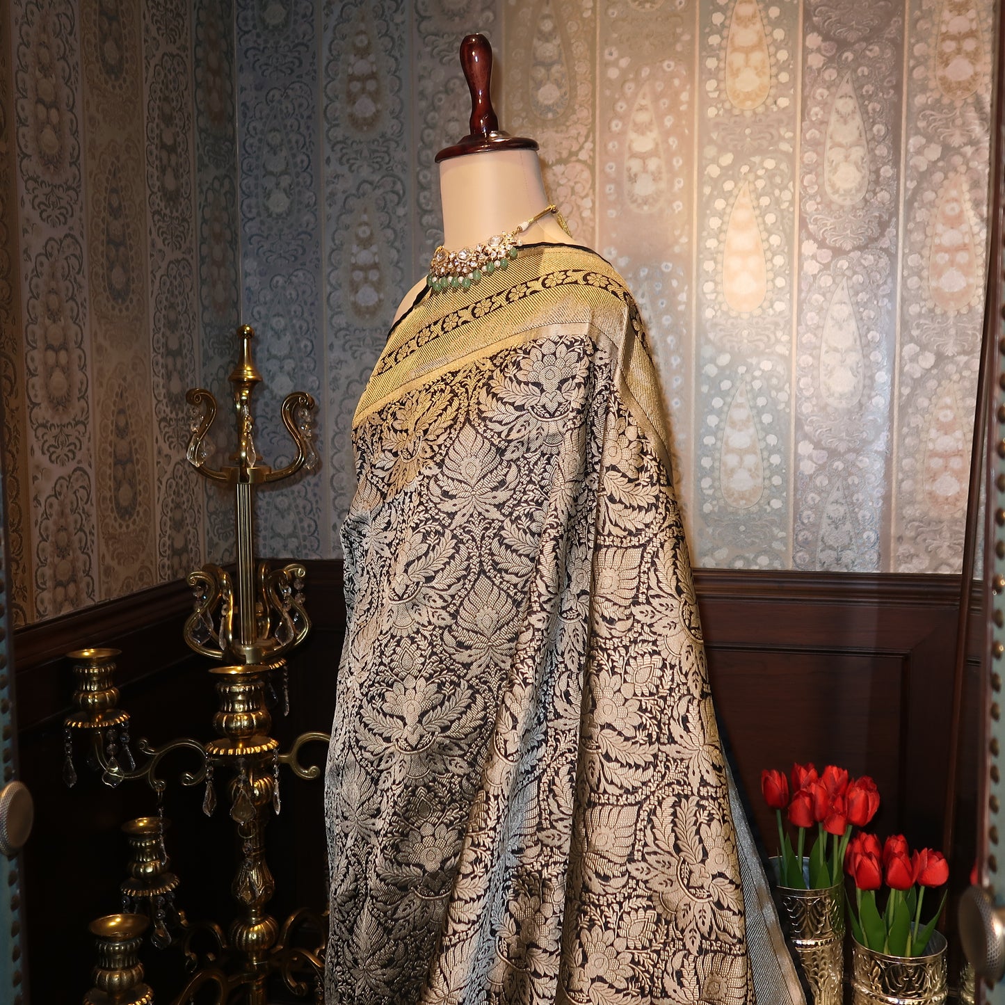 BLACK ROSE PURE BANARASI SAREE