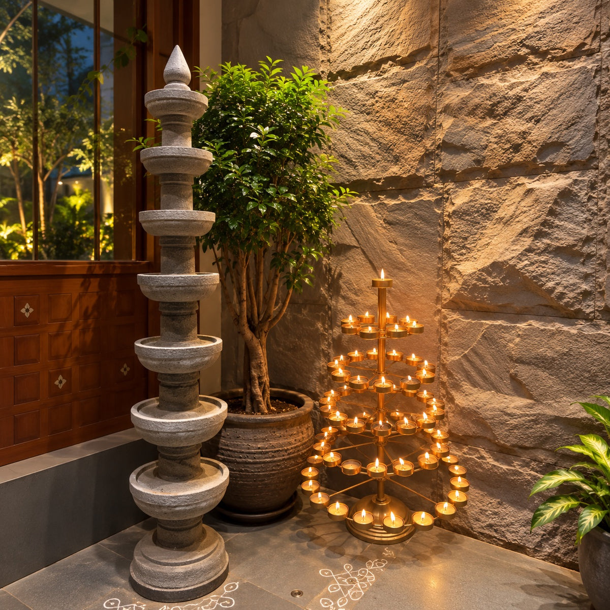 ANCIENT TEMPLE TEALIGHT TOWER