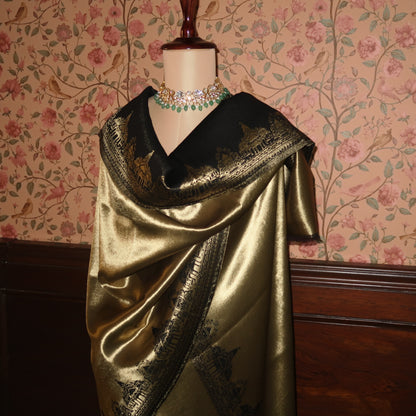 LIQUID GOLD: RAM MANDIR SHAWL (BLACK)