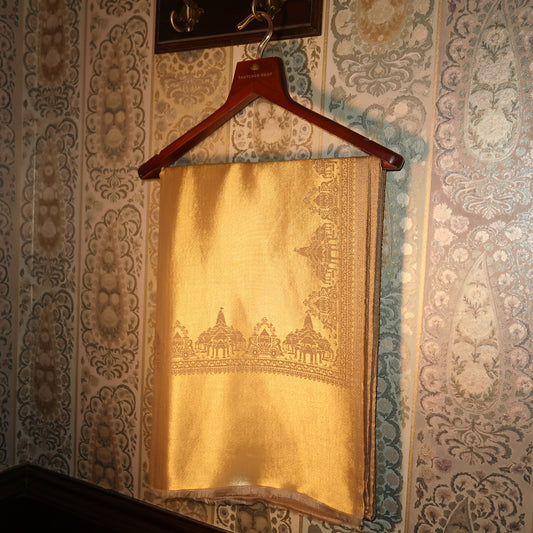 LIQUID GOLD: RAM MANDIR SHAWL (BEIGE)