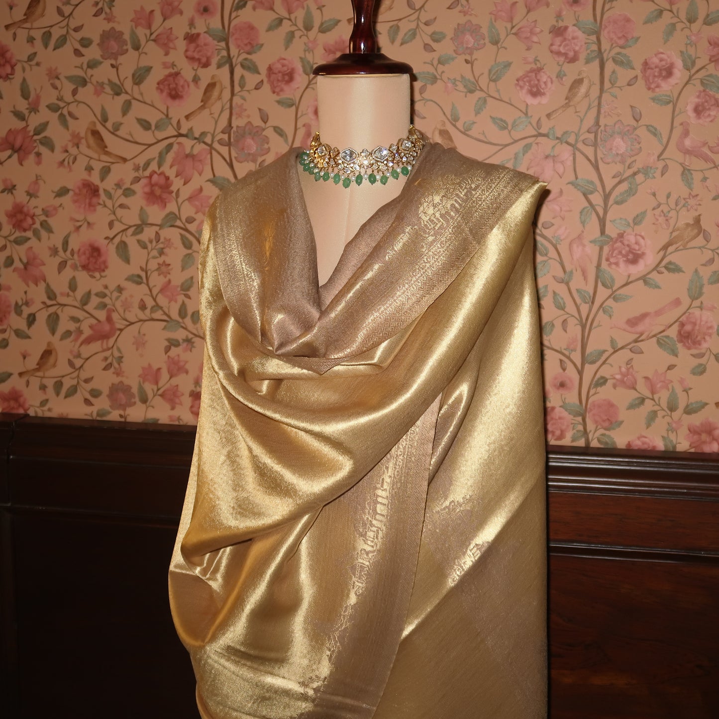 LIQUID GOLD: RAM MANDIR SHAWL (BEIGE)