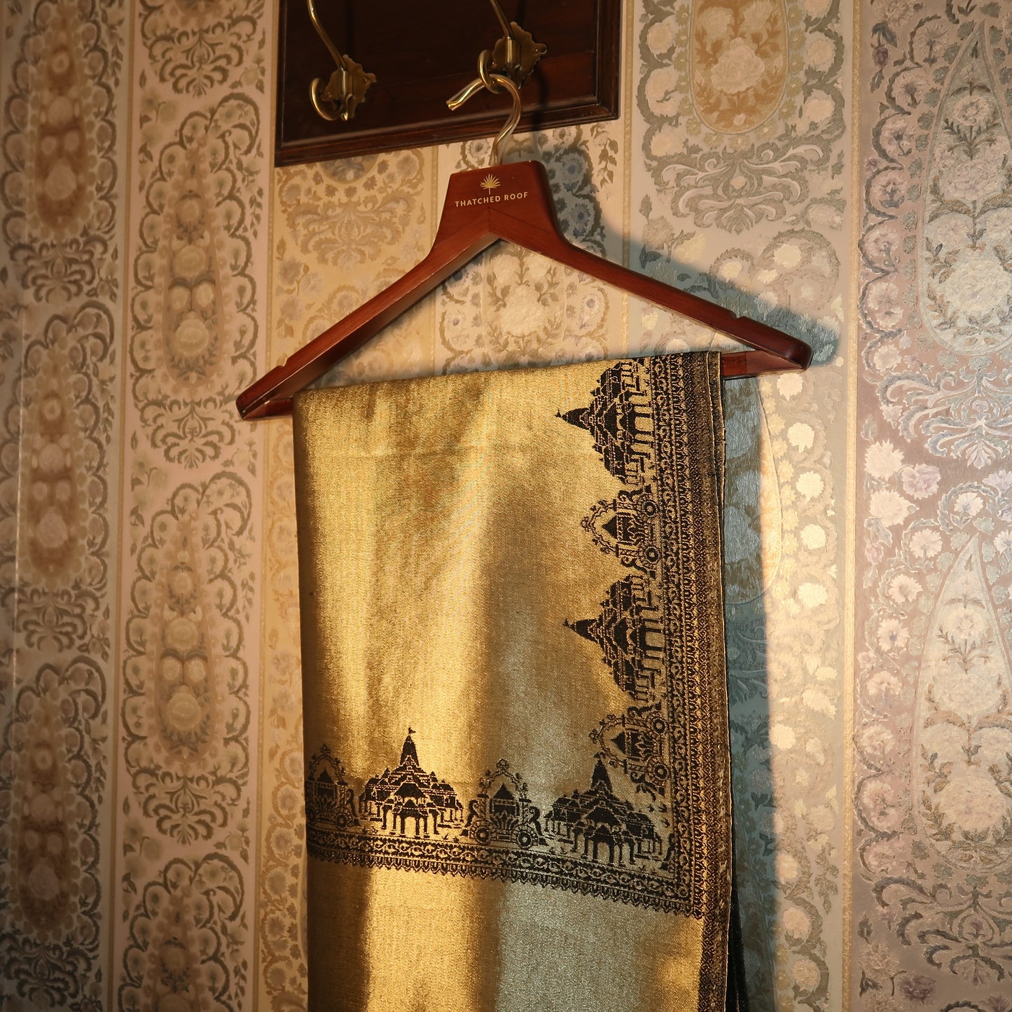 LIQUID GOLD: RAM MANDIR SHAWL (BLACK)