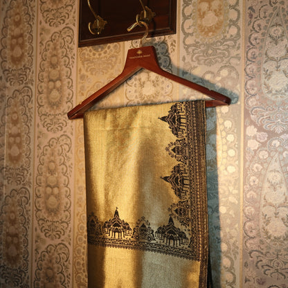 LIQUID GOLD: RAM MANDIR SHAWL (BLACK)