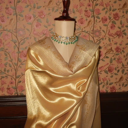 LIQUID GOLD: RAM MANDIR SHAWL (SOFT BEIGE)