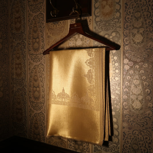 LIQUID GOLD: RAM MANDIR SHAWL (SOFT BEIGE)