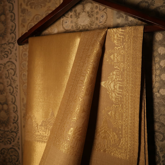 LIQUID GOLD: RAM MANDIR SHAWL (SOFT BEIGE)