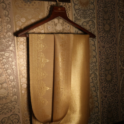 LIQUID GOLD: RAM MANDIR SHAWL (SOFT BEIGE)