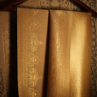 LIQUID GOLD: RAM MANDIR SHAWL (SOFT BEIGE)