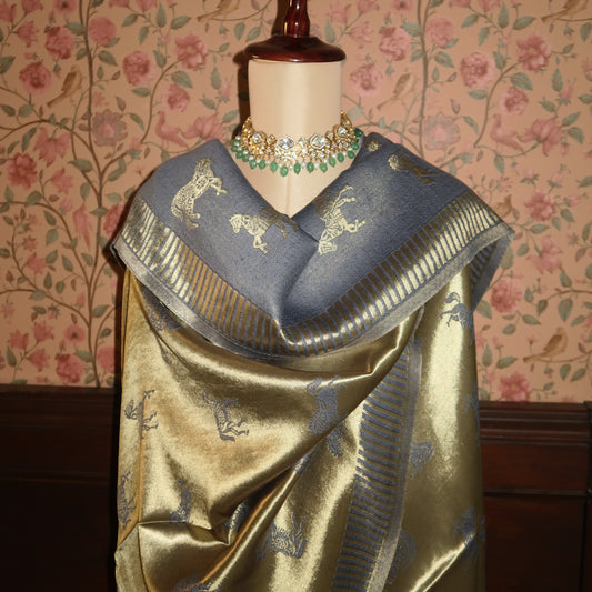 LIQUID GOLD POLO-HORSE STOLE: DEEP GREY