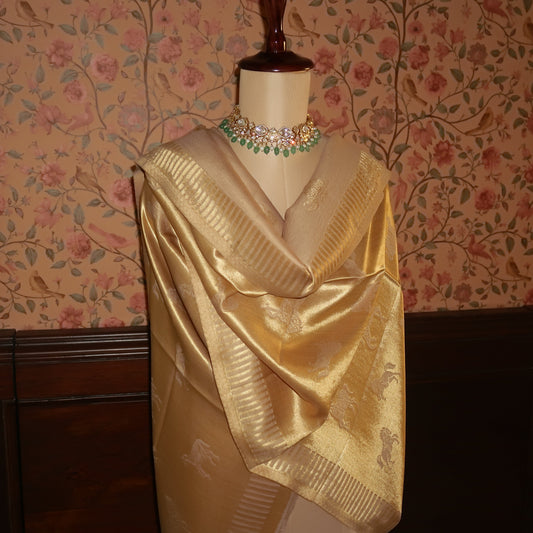 LIQUID GOLD POLO-HORSE STOLE: BEIGE