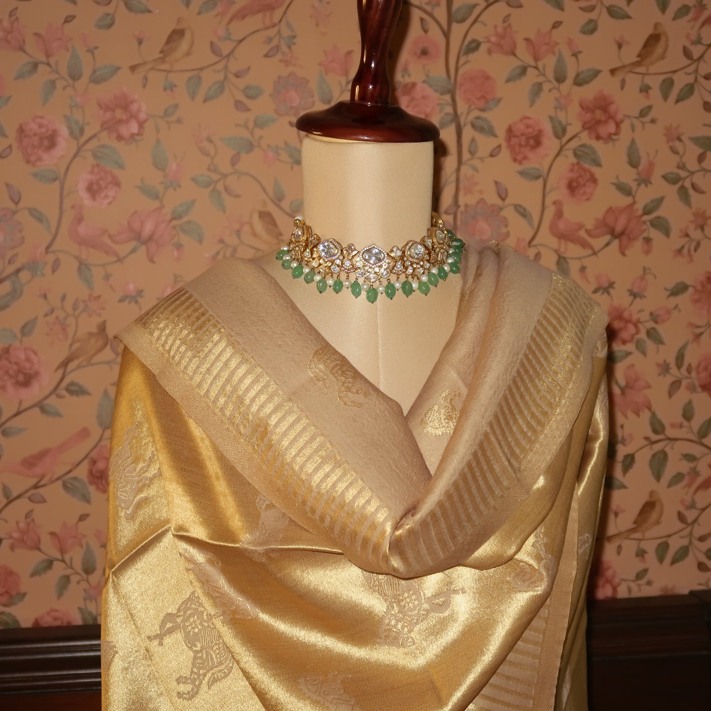 LIQUID GOLD POLO-HORSE STOLE: BEIGE