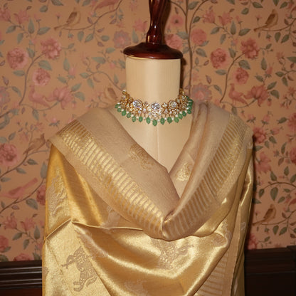 LIQUID GOLD POLO-HORSE STOLE: BEIGE