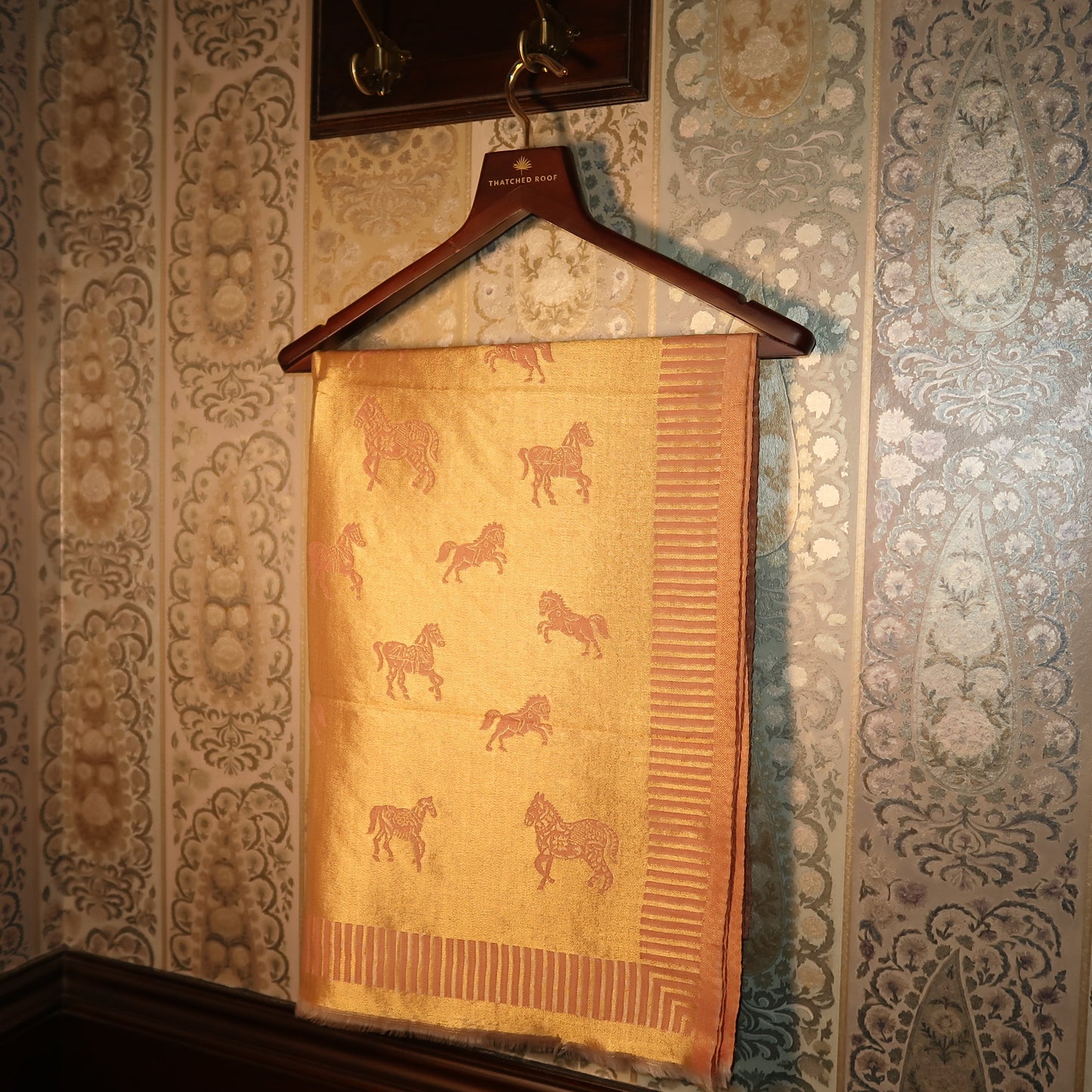 LIQUID GOLD POLO-HORSE STOLE: BLUSH PINK