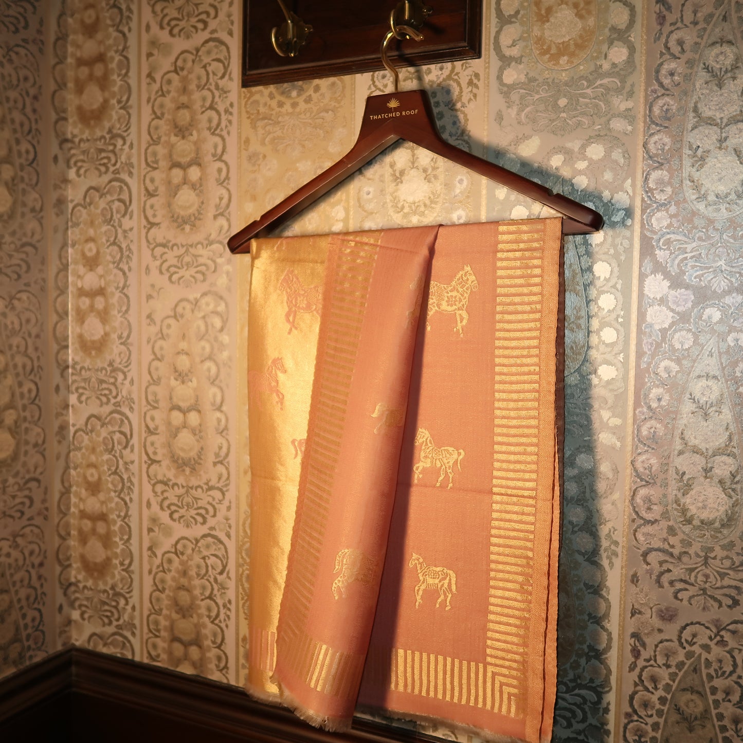 LIQUID GOLD POLO-HORSE STOLE: BLUSH PINK