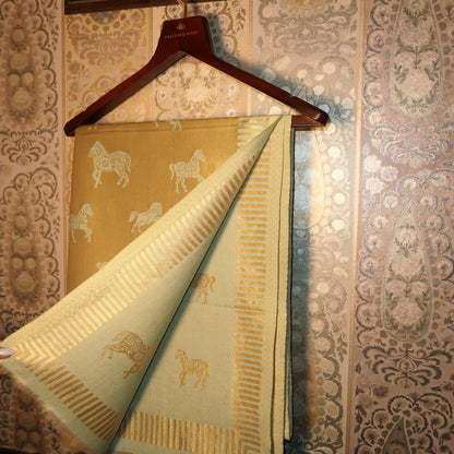 LIQUID GOLD POLO-HORSE STOLE: BABY BLUE