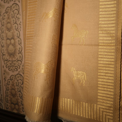 LIQUID GOLD POLO-HORSE STOLE: BEIGE