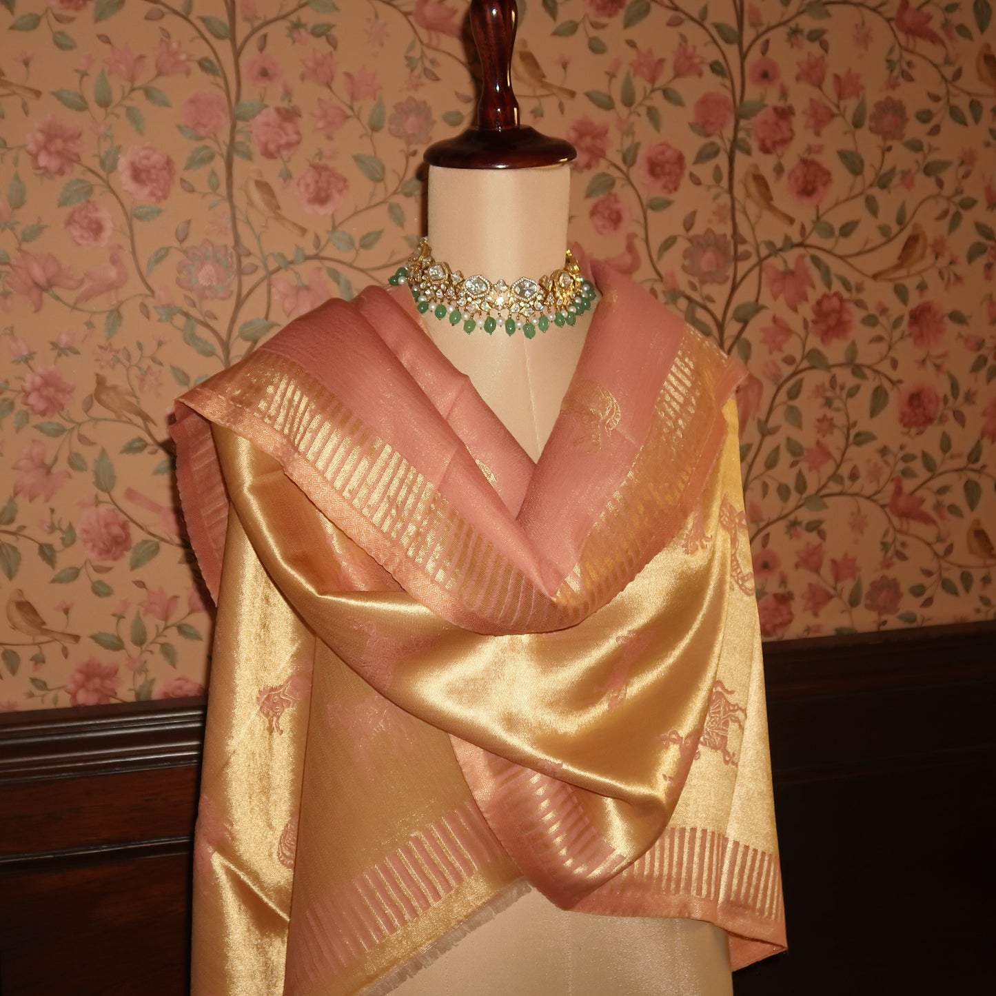 LIQUID GOLD POLO-HORSE STOLE: BLUSH PINK