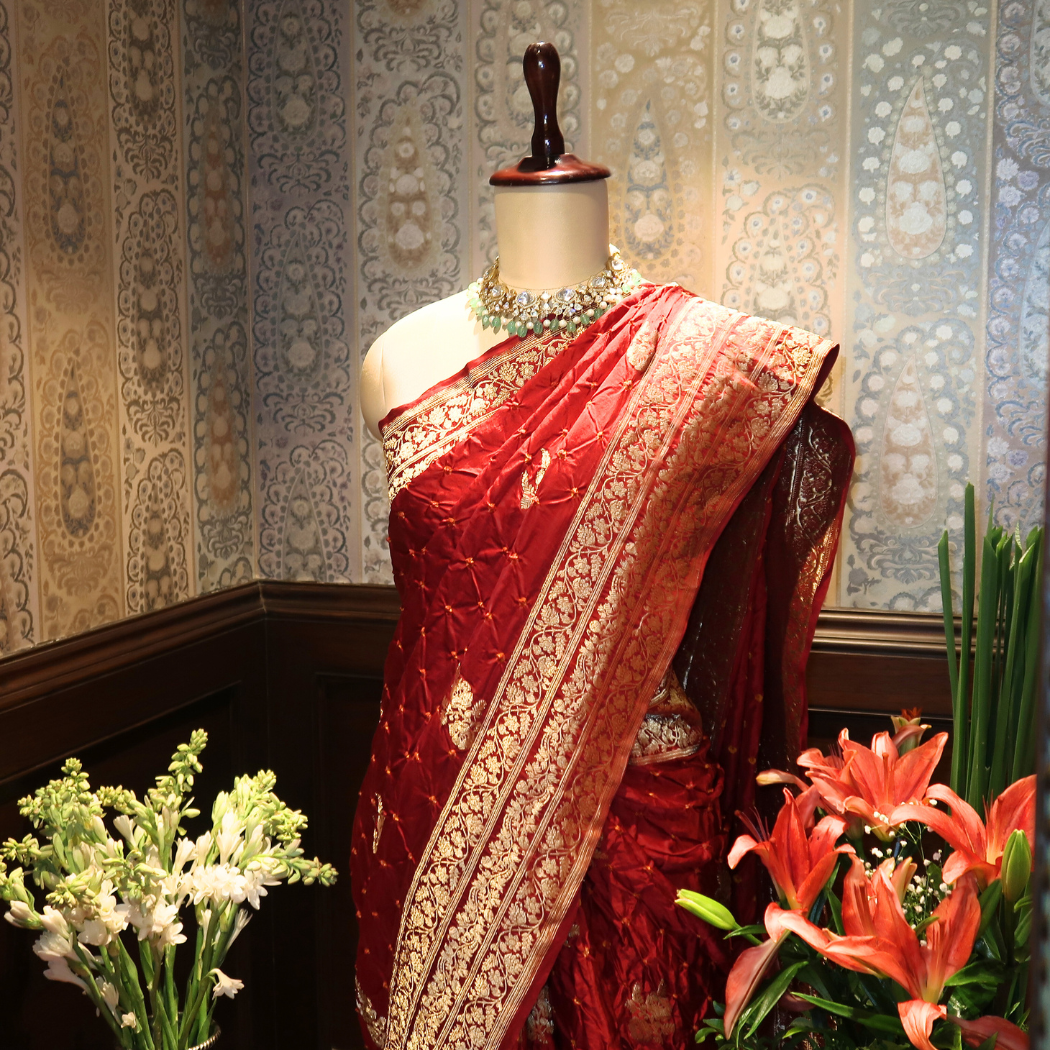 BANDHANI-BANARASI ROYAL RED SAREE