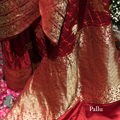 BANDHANI-BANARASI ROYAL RED SAREE