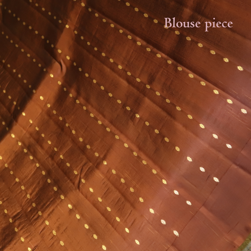 BLACK & BROWN STRIPES SILK-TISSUE SAREE