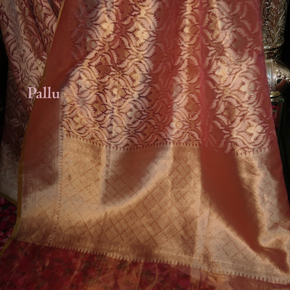 BLUSH-PINK PURE BANARASI TISSUE SAREE