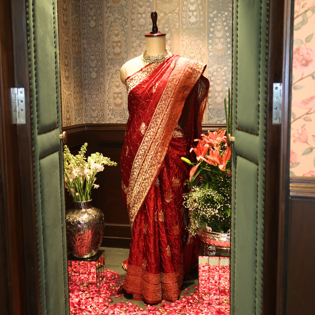 BANDHANI-BANARASI ROYAL RED SAREE