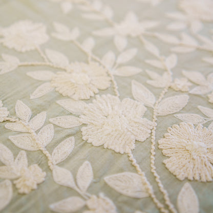 SUMMER BEDCOVER WITH WHITE RUNNER EMBROIDERY (SEA GREEN)