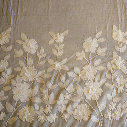 SUMMER BEDCOVER WITH WHITE RUNNER EMBROIDERY (SOFT GREY)