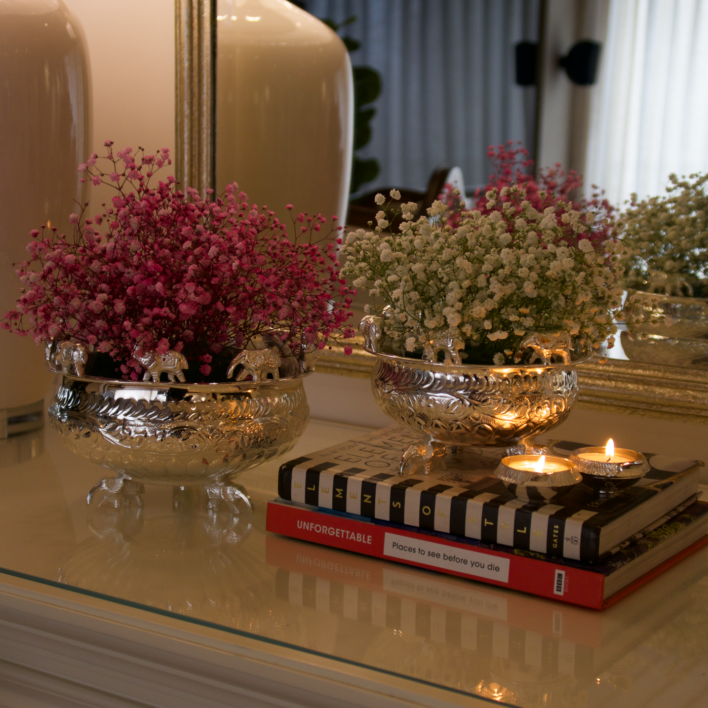 SILVER-PLATED ELEPHANT URLI