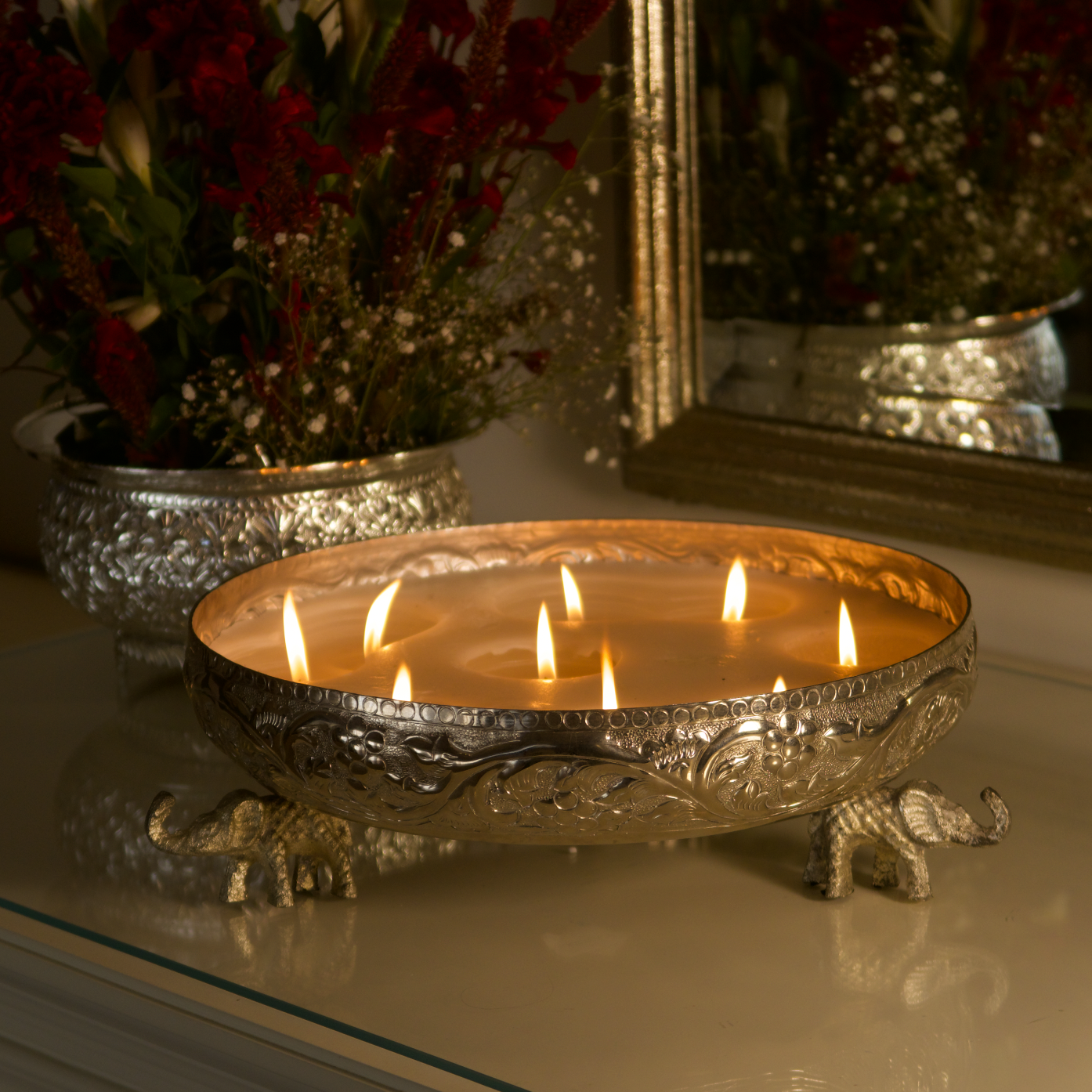 ELEPHANT CANDLE URLI (SILVER)