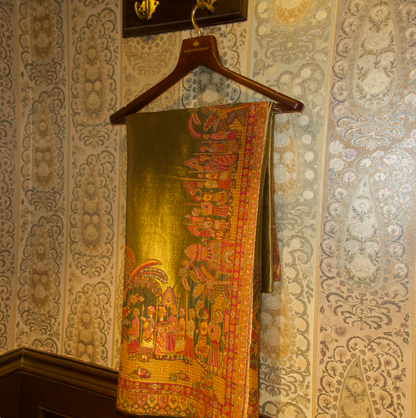 LIQUID GOLD: SHEESH MAHAL SHAWL (GREEN)