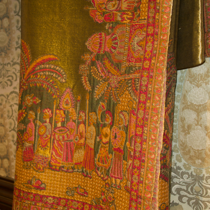 LIQUID GOLD: SHEESH MAHAL SHAWL (GREEN)