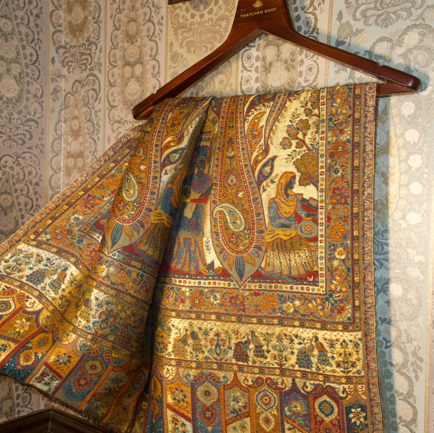 LIQUID GOLD: NAZAQAT SHAWL (ROYAL RED)