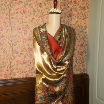 LIQUID GOLD: NAZAQAT SHAWL (ROYAL RED)